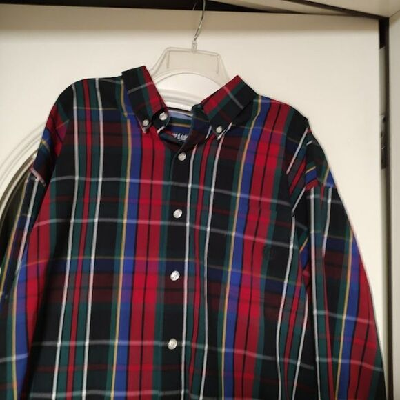 Chaps Red Blue Multi-Color Plaid  Long Sleeve Button Down Shirt Men's 4XB - Picture 2 of 2